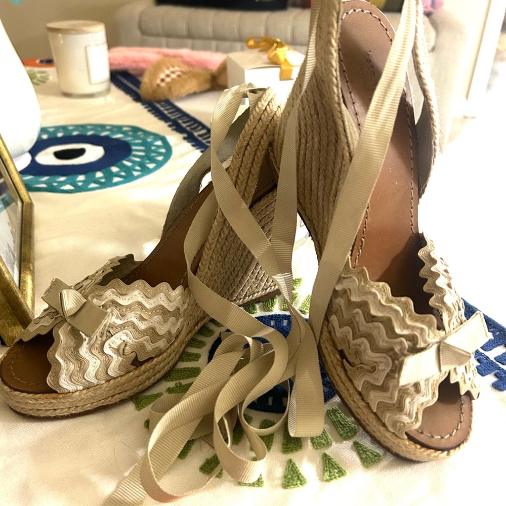 KATE SPADE ♠️ Elegant Beige Espadrille Wedge Sandals